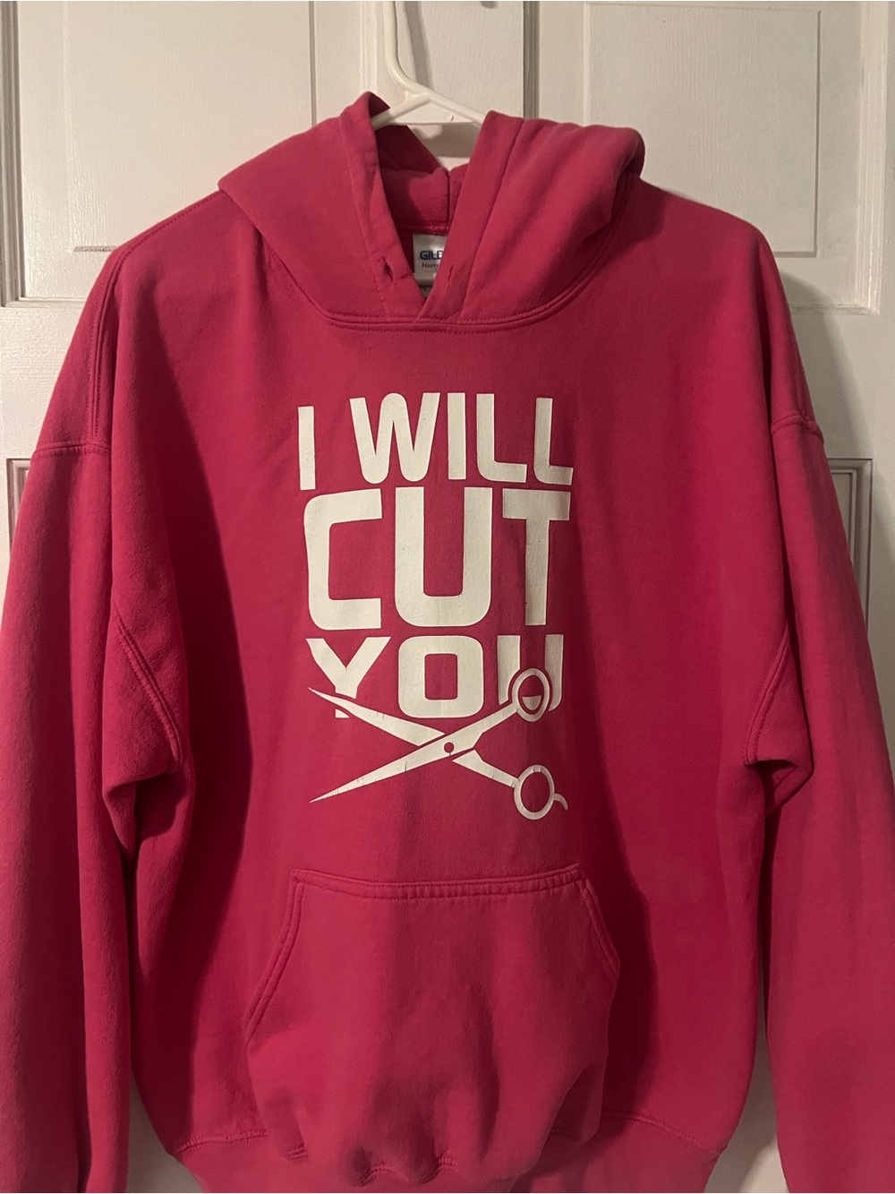 Pink Graphic Hoodie - 'I Will Cut You' Scissor Print